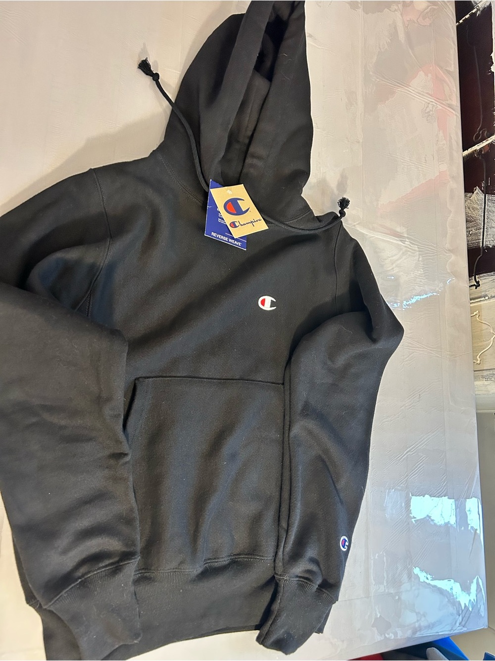 Champion Black Hoodie with Small Logo